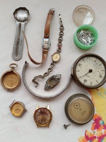 老旧手表，怀表，陪件修表工具等共11件。