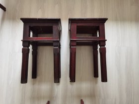 民国【紫红漆方凳】一对