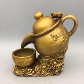 古玩铜器收藏黄铜壶倒流香 工艺精湛 包浆醇厚 型态完整