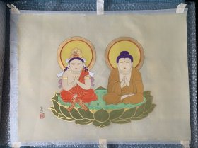 日本，佛画、绢画，描金，佛与菩萨宝像