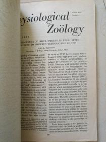 Physiological zoology(生理动物学)童第周盖章旧藏本 外文签赠童第周