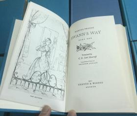 Marcel Proust:Rememberance of things past《马歇尔·普鲁斯特：追忆逝水年华》12卷套，大约50幅精美铅笔画，著名的出版社Chatto & Windus出版发行。装订严整，书角方正。佳品。封面自然旧，内页几乎没有翻阅痕迹