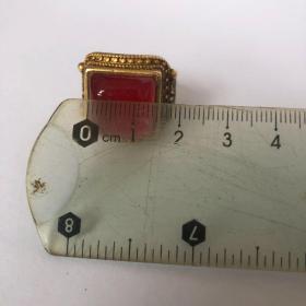 乡下老物件古玩古董 清朝乾隆年制红宝石金戒指扳指 老物件金戒指