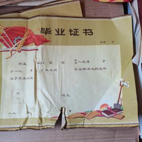 1960年代带存根毕业证书一张