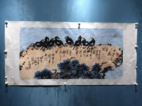 老革命家.共和国大校-祖岳嵘精品水墨画.八哥鸟儿戏春图。