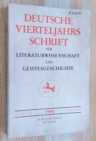 德文书 Deutsche Vierteljahrsschrift für Literaturwissenschaft und Geistesgeschichte 1988