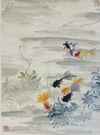 江寒汀 68*43 纸本立轴（1903年—1963年2月6日），名上渔，又名荻、庚元，笔名江鸿、石溪，字寒汀，号寒汀居士，画室称获舫，江苏常熟虞山镇人，近现代画家。
十六岁从同里陶松溪习花鸟画，二十八岁开始卖画为生。中年流寓上海，曾任教于上海美术专科学校。中华人民共和国成立后为上海中国画院画师；为中国美术家协会会员，美协上海分会理事；曾任上海市第二、三届政协委员。