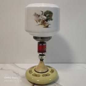 七八十年代松鹤延年图案陶瓷老台灯皮灯，完整美品，可正常使用