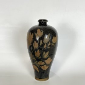宋介休窑黑釉铁锈花纹梅瓶 13.5x25.5厘米DD