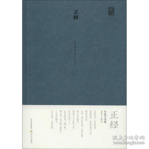 正经·车前子诗集2011-2015/天星诗库·中国经典诗人自选诗