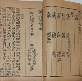 民国 徽州 屯溪 乾隆 茹古堂 藏板 校刻幼学须知直解 江西 新建 程登吉 二册全 21.5*13*1cm