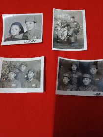 解放初期，穿50式军服(军人合影老照片)4张