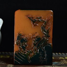 田黄印章 净尺寸：高10x7x7cm 净重：1332.5克