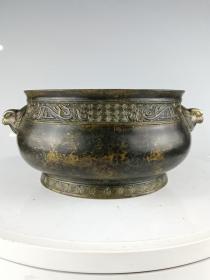 古董   古玩收藏  铜器   铜香炉  尺寸长宽高:21/16/9.5厘米，重量:3.4斤
