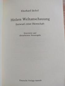 德文原版书 Hitlers Weltanschauung 希特勒的世界观 Eberhard Jäckel  (Autor)