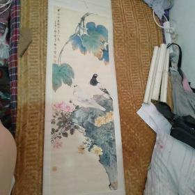 颜伯龙 月季双鸽 花鸟奇香(一) 甲申仲春拟新罗山人意