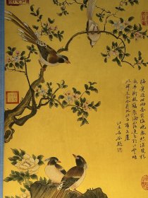 五代南唐画家徐熙手绘绢本立轴花鸟画一幅