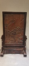 旧藏……红木镶竹插屏，l