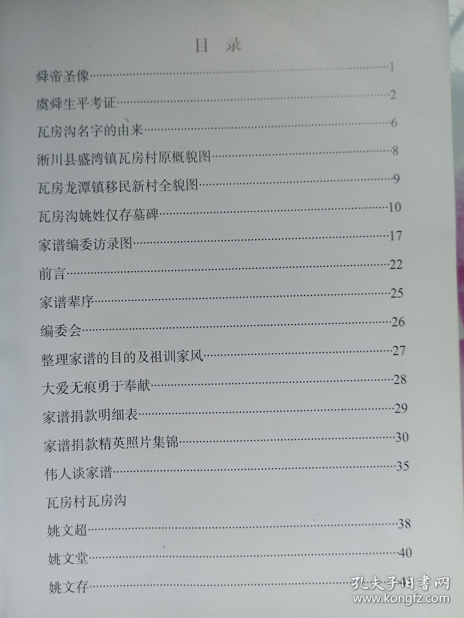 淅川县盛湾镇瓦房，大路，陈家沟，香北村分支--姚氏族谱
