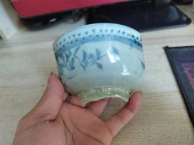 明代青花外花鸟内十字杵大碗瓷片标本