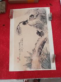 六十年代 齐白石 硬卡版画 带钢印