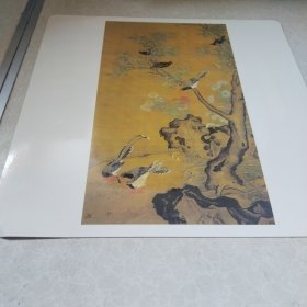 美术卡片：桂菊山禽图（卡纸28厘米*28厘米*0.5毫米）印制精美.