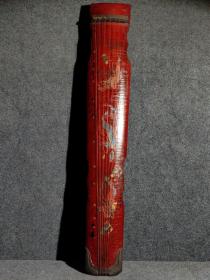 木胎漆器手工彩绘描金古琴， 长1厘米 宽17厘米，重1850克。