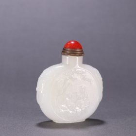 清 和田玉人物故事鼻烟壶