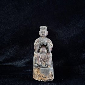 木雕文官造像 体态优美 文气十足 略微瑕疵 高30宽11