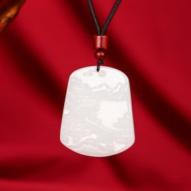 产品：新疆金丝玉山水牌吊坠 编号：Z588035 尺寸：33*50mm 送证书礼盒，支持复检，假一赔十