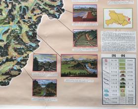 1970年湖北省英山县山水田综合治理示意图  老地图  鸟瞰图  宣传画  大幅：105×77cm，带语录，时代特色浓厚