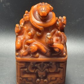 老物件汉代岫玉捡漏古玩玉器古董玉石玉老玉摆件玉玺印章古兽九龙