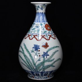明宣德斗彩秋葵纹玉壶春瓶尺寸30*19厘米