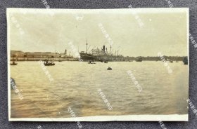 【广州旧影】1940年 广州珠江上的欧美列强军舰 原版老照片一枚（背面有1940年6月17日“广州西宪兵分队”检阅章）