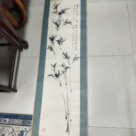 郁达夫日本挚友、汉学家服部担风 风竹图立轴(原裱)