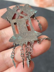 清代长命百乐银挂件