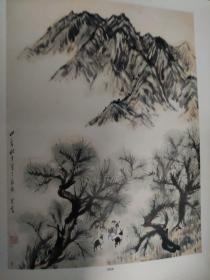 画页【散页印刷品】---——书画——秋水春云长卷【黄秋园】。山林行旅【赵望云】。兰花行书七言诗扇面【邓拓】1493