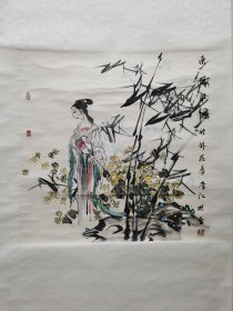 四川成都女画家李江人物画，保真