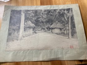 著名书画家吴一清（张充仁学生），素描一张，品相如图。尺寸（37.5*24.5）cm，货号：K500。保真保手绘。