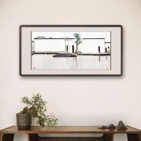艺术微喷，吴冠中 双燕 85x185厘米镜框 茶室书房挂画