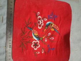 民俗刺绣喜上眉梢自力更生枕顶一对