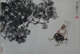 中国美协会员、著名北京风俗画家马海方作品（有合影）