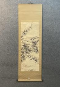 古筆山水图，清代【中林竹洞】 
1776〜1853（安永五〜嘉永六）78岁。幼名大 助,名成昌，字伯明，号野节、冲澹、笔樵、融斋、痴翁、东 山居士、东山隐士、太原庵。尾张国（今爱知县）生人。医 生家庭出身。前后师承山田云嶂、神谷天游，并得山本 梅逸指导，神学卓州和尚。尾张南宗画的文人画家，善 临摹,喜游历，画重山水，偏好渴笔，而立之年始有著作 问世，著有《竹洞画稿》、《融斋动植物画稿》