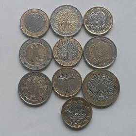欧洲五国英国法国德国意大利西班牙硬币组合 欧元纪念币 英国纪念币