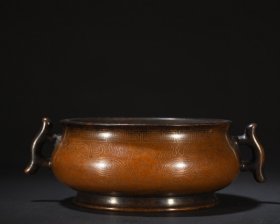 石叟款 铜胎掐银丝饕餮纹香炉