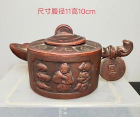 十二生肖紫砂壶，品相如图，包浆老辣，保存完好。尺寸见图1