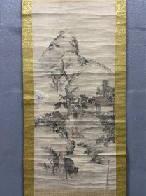 以波岳樵，高古老画，宋元风格大幅中堂《牧归图》，老货稀缺，错过不再有。