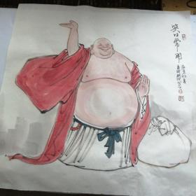 宁波著名画家周斌杰画弥勒佛