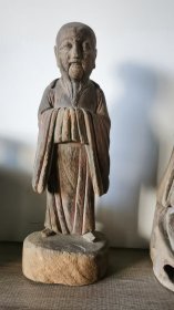 古玩旧藏木雕人物像三尊