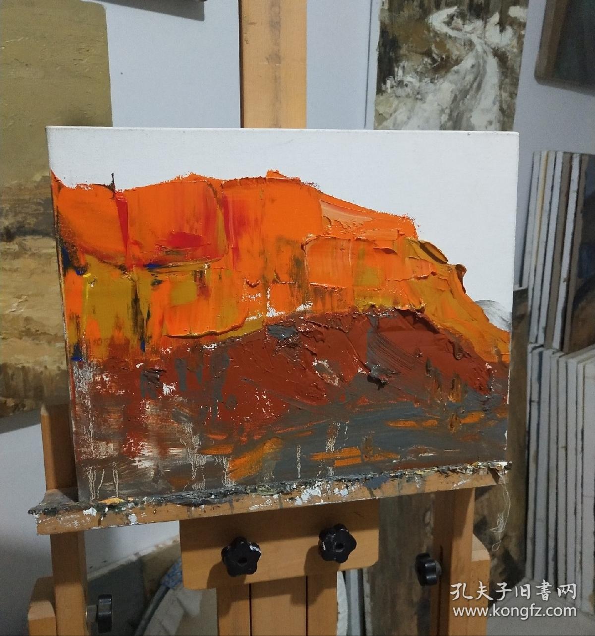 油画风景《秋阳》